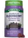 Nature's Truth Black Elderberry Gummies | 50 Vegan Gummies | 비타민 C와 아연 | 베리 맛 | Vegan, Non-GMO, 글루텐 무료 보충