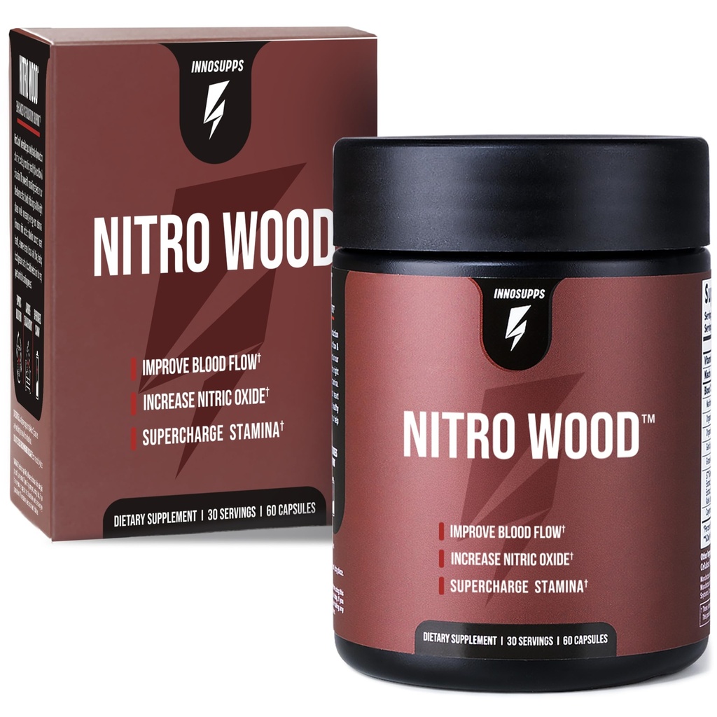 InnoSupps Nitro Wood - 건강한 혈액 흐름 지원 | Nitric 산화물 보충 | 천연 면역 지원 | (60 채식 캡슐)