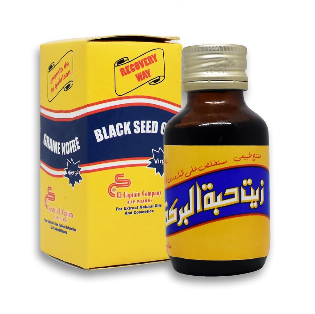 EGYPT EXPORT 순수한 찬 압박된 까만씨 기름 ElCaptain 알루미늄 선장 순수한 자연적인 익지않는 Nigella Sativa Halal (2.11 oz/60 ml)