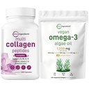 마이크로 성분 다 교원질 복합체 & Vegan Omega 3 조류 기름 보충교재 뭉치 2 팩 | 잔디 먹이는 교원질 펩티드 | 생선 기름에 Omega-3 가득 차있는 스펙트럼 대안