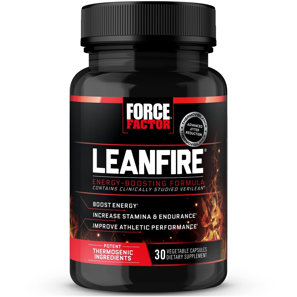 Force Factor LeanFire Green Tea Extract 및 Caffeine을 사용하여 에너지 증가, Lean Muscle, Black, 30 Count (Pack of 1), Package May Vary