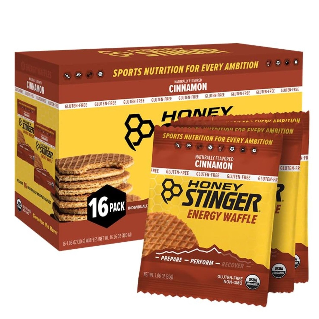 꿀 Stinger 유기 글루텐 자유로운 계피 와플, 운동을 위한 에너지 Stroopwafel, 내구시간 및 성과, 가정 & 체육관을 위한 스포츠 영양, 전과 포스트 운동, 16 와플의 상자, 16.96 온스