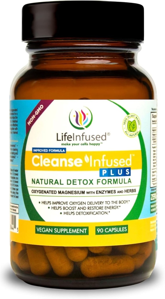Life Infusion Cleanse Infusion Plus - 산소 마그네슘, 허브 및 효소를 함유 한 프리미엄 자연적인 콜론 클렌저는 지속적으로 피, 콜론, Liver & Kidneys (90 Caps)를 해독합니다.