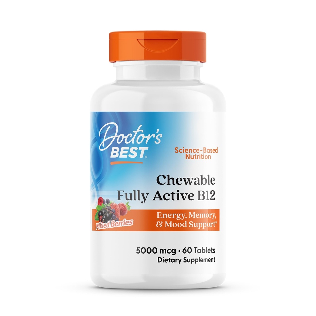 의사의 최고의 Chewable 완전 활성 메틸 B12, Methylcobalamin, 에너지, 기억, & Mood 지원, 비 GMO, 글루텐 무료, Soy 무료, Vegan 60 정제