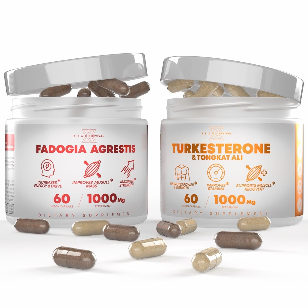Turkesterone & Tongkat Ali Lean 근육 성장 & 회복 + Athletic 성과 & 근육 질량 (60 캡슐)를 위한 Fadogia Agrestis 근육 더미
