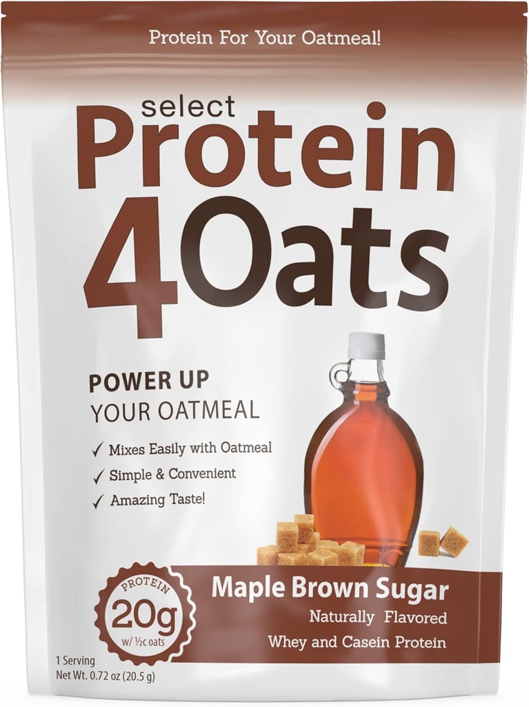PEScience Protein4Oats, Whey 및 Casein, Gluten Free, Maple Brown Sugar, 12 서빙