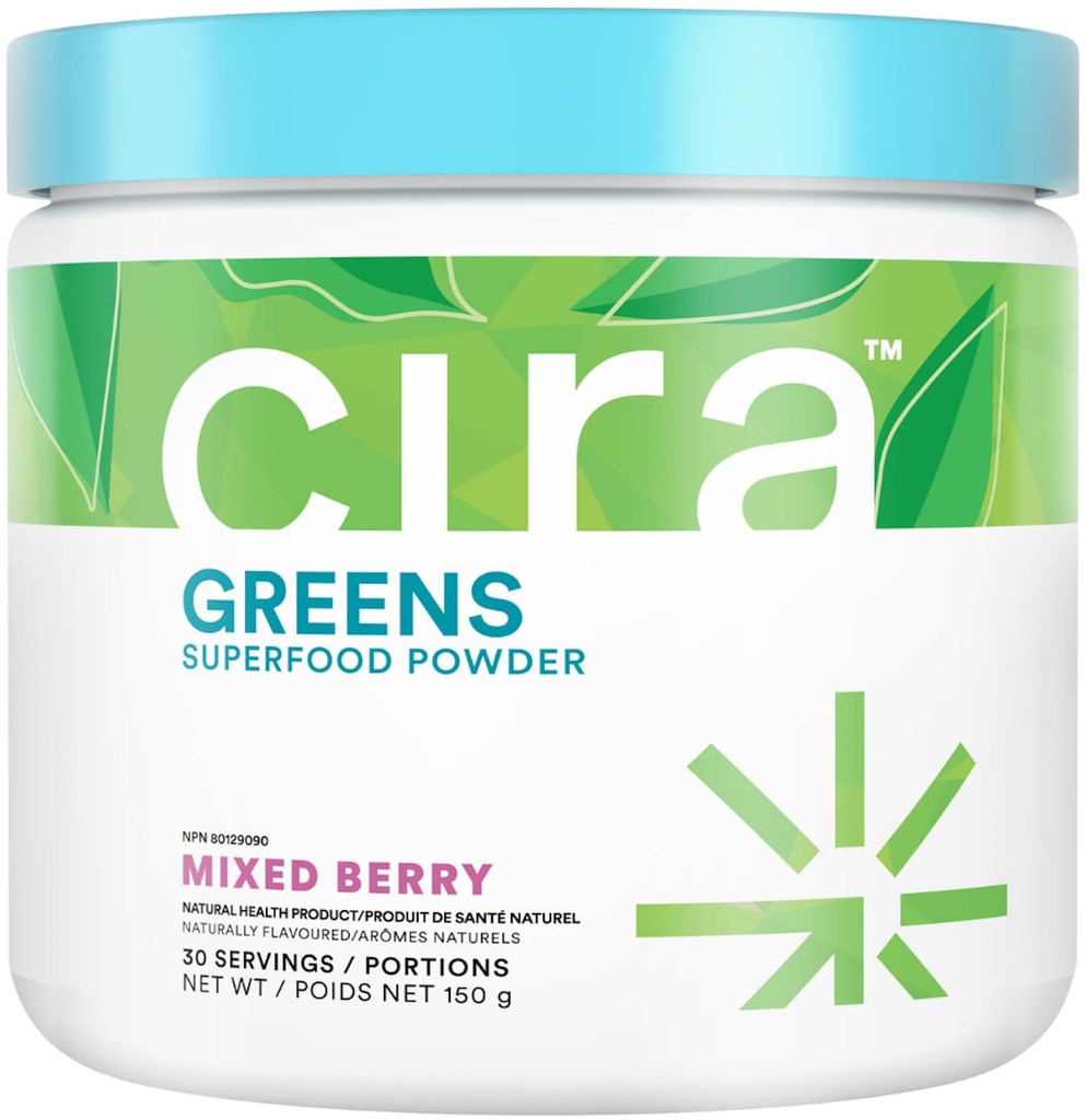 Cira Daily Greens - Naturally Sweetened, Organic Spirulina Superfood Powder with Premium, Antioxidant-Rich Ingredients for Debloating, Digestion, & Energy - 혼합 Berry, 30 서빙
