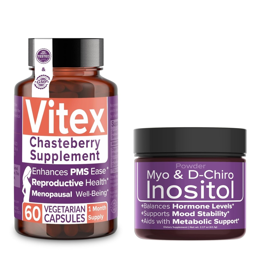 Intimate Rose는 Hormonal Balance & Reproductive Wellness Bundle에서 10 % 할인 - Vitex Chasteberry Supplement + Myo & D-Chiro Inositol Powder for PCOS & Menstrual Support