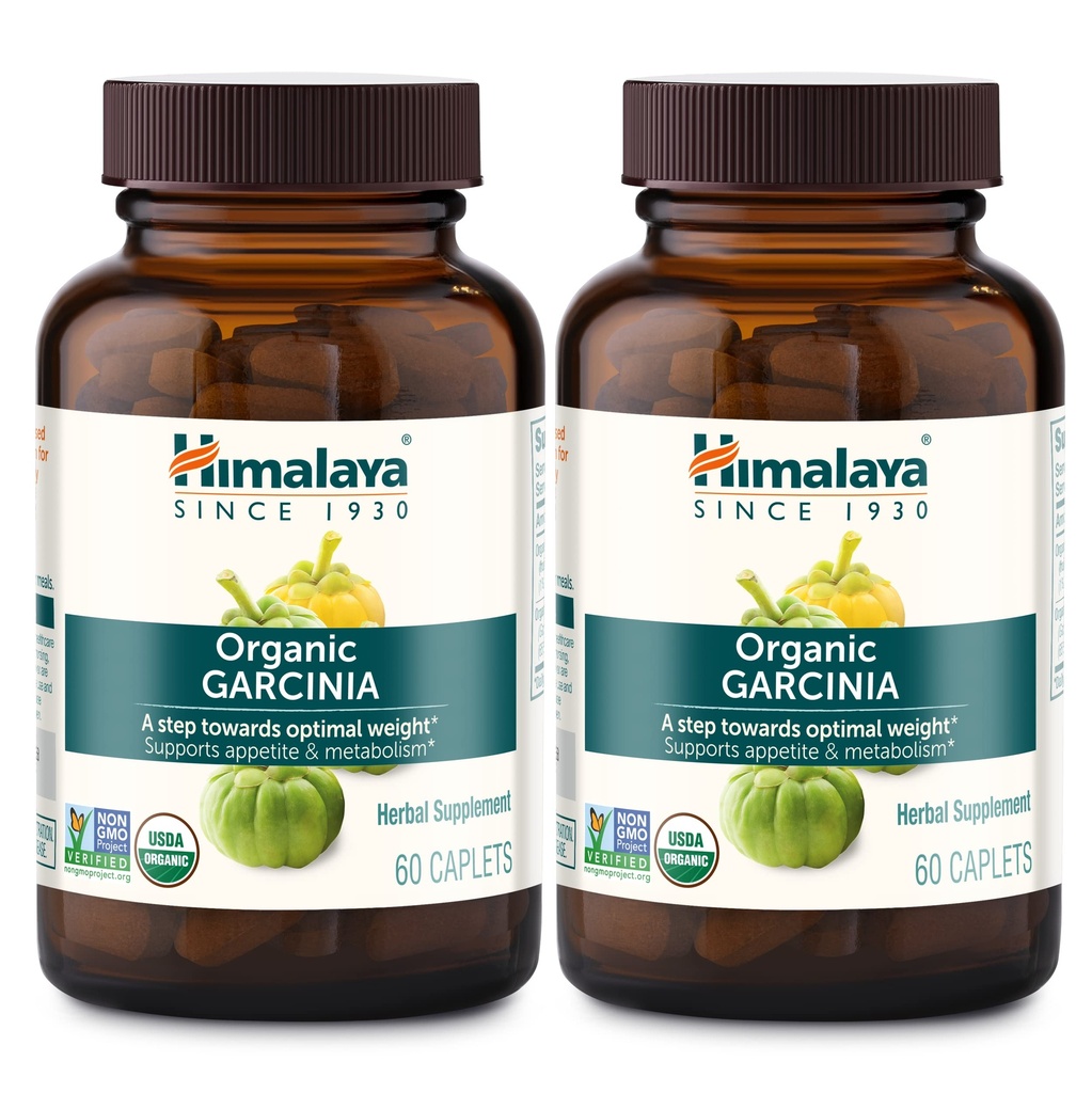 히말라야 유기 Garcinia Cambogia 초본 보충교재, Appetite 지원, 입술 메타볼리즘, 무게 지원, USDA 유기, 비 GMO, 채식주의자, 600 mg, 60 식물 기초 모자, 2 팩