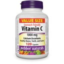 Webber Naturals 비타민 C 칼슘 Ascorbate 1000 mg · Stomach 친절, 120 캡슐