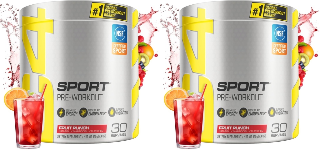 Cellucor C4 스포츠 사전 운동 분말 과일 펀치 - 스포츠 인증 NSF | 30 서빙, 포장 할 수있다 배. (팩의 2)