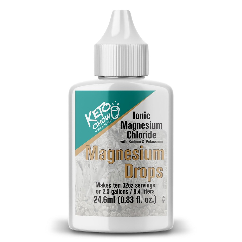Keto Chow Ionic 마그네슘 염화물 보충교재 낙하 | Magnesium, Eletrolytes & Trace Minerals The Body Needs | Utah's Great Salt Lake의 소스 | On The Go Container | 24ml 포켓 플라스크