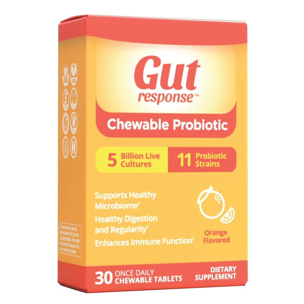 남자 & 여자를 위한 Chewable Probiotic는, 아래로 소화한 시효, 부스트 면역 체계, 비 GMO, 글루텐 자유로운 & 간결 해방합니다, 5억 CFU, 30 Chewable 정제, 주황색 풍미를 감깁니다