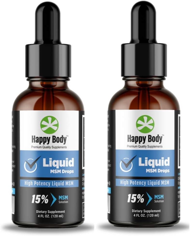HAPPY BODY 액체 MSM는 액체 MSM 보충교재에 있는 가장 높은 MSM 내용을 삭제합니다. 구두 및 화제 둘 다를 위한 이상 신청 - 1 x 4 fl. oz 병 (2 팩)