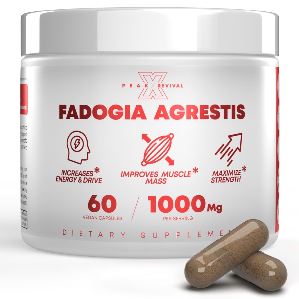 Fadogia Agrestis 1000mg Per 서빙 보충 - 에너지, 운동 성능 및 근육 질량을 증가하는 유력한 추출물 - 미국 (60 캡슐)에서 만든 보충 교재