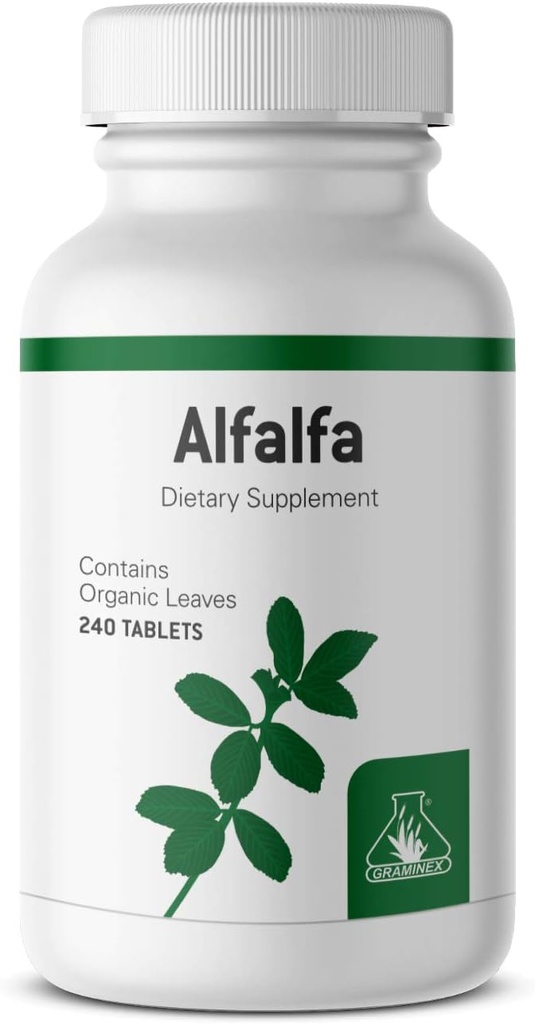 Graminex Alfalfa 정제 - 비타민, 미네랄, 아미노산과 비 GMO Green Superfood 보충 - 240 정제