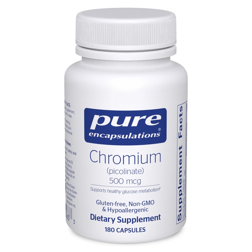 순수한 캡슐에 넣기 크롬 (Picolinate) 500 mcg - 립id & 탄수화물 Metabolism* - 무기물 보충교재 - 우량한 흡수 Chromium 보충교재 - 채식주의자 & 글루텐 자유로운 - 180의 캡슐