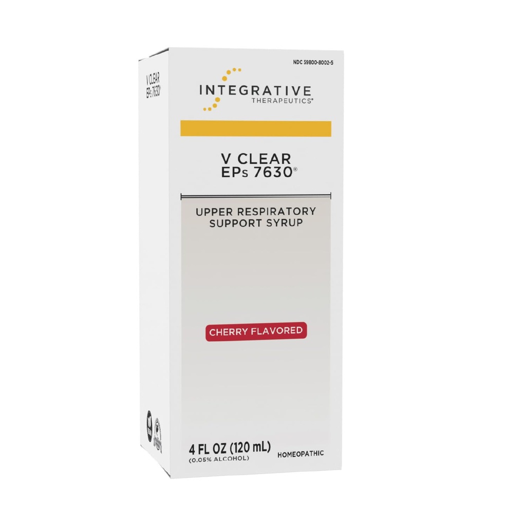 Integrative Therapeutics V Clear EPs 7630 - Throat, Nasal & Bronchial Irritations에서 Discomfort 지원 - 어린이 및 성인을위한 일반적인 감기 중 상부 호흡 및 폐 지원 - Cherry, 4 oz
