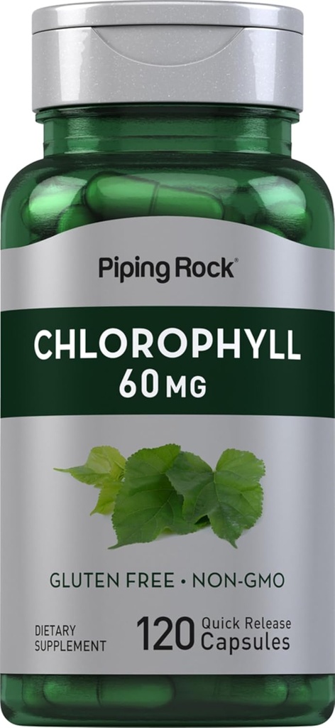 Piping Rock Chlorophyll 캡슐 | 60 mg | 120 알약 | 여성과 남성용 보충 | Mulberry Leaf | Non-GMO, 글루텐 프리