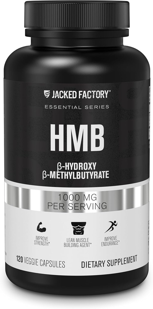 Jacked Factory Essentials HMB 캡슐 - HMB는 Calorie-Deficits 동안 근육 고장을 방지하고 근육 회복을 강화하는 Lean 근육 성장을 위해 보충합니다 - 120 Veggie 캡슐