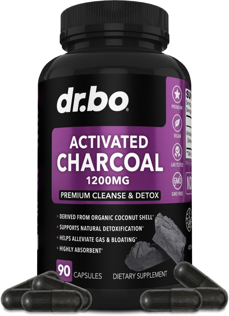 활성화된 목탄 캡슐 Cleanse Detox - 남자 여자 아이를 위한 Stomach 가스를 위한 1200mg 유기 야자열매 목탄 알약 및 Bloating 안전 - 활동적인 캡슐 분말 Binder는 Gut를 위한 보충교재를 활성화했습니다