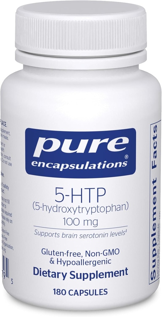 순수한 캡슐 5-HTP 100 mg - 뇌 건강, 수면 규정 및 식욕 지원 * - 5-Hydroxytryptophan - 글루텐 무료 및 비 GMO - 180 캡슐