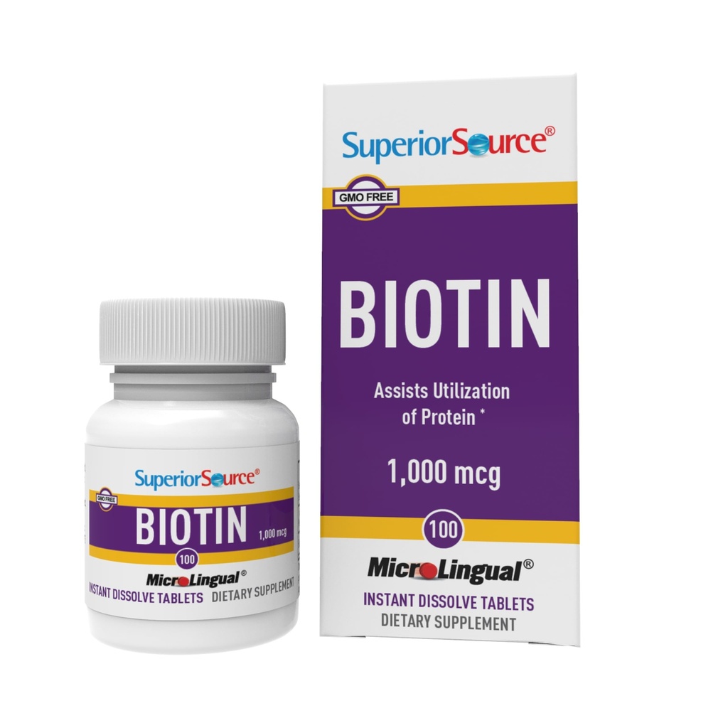 우수한 근원 Biotin 1000 mcg. 혀의 밑에 빠른 용해 MicroLingual 정제, 100개의 조사, 지원 건강한 머리, 피부, 및 못 성장, 도움 지원 에너지 대사, 비 GMO