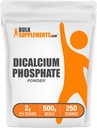 BulkSupplements.com Dicalcium 인산염 분말 - 칼슘 보충, DCP 보충 - Unflavored & 글루텐 무료, 서빙 당 2g, 500g (1.1 파운드) (1의 포장)