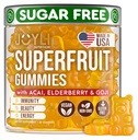 Joyli Superfruit Gummies - 성인을위한 Sugar-Free Fruit Multivitamin Gummies - Goji, Elderberry, 비타민 A, C, D 및 E가있는 여성 및 남성을위한 천연 거미 비타민 - 소화 및 에너지