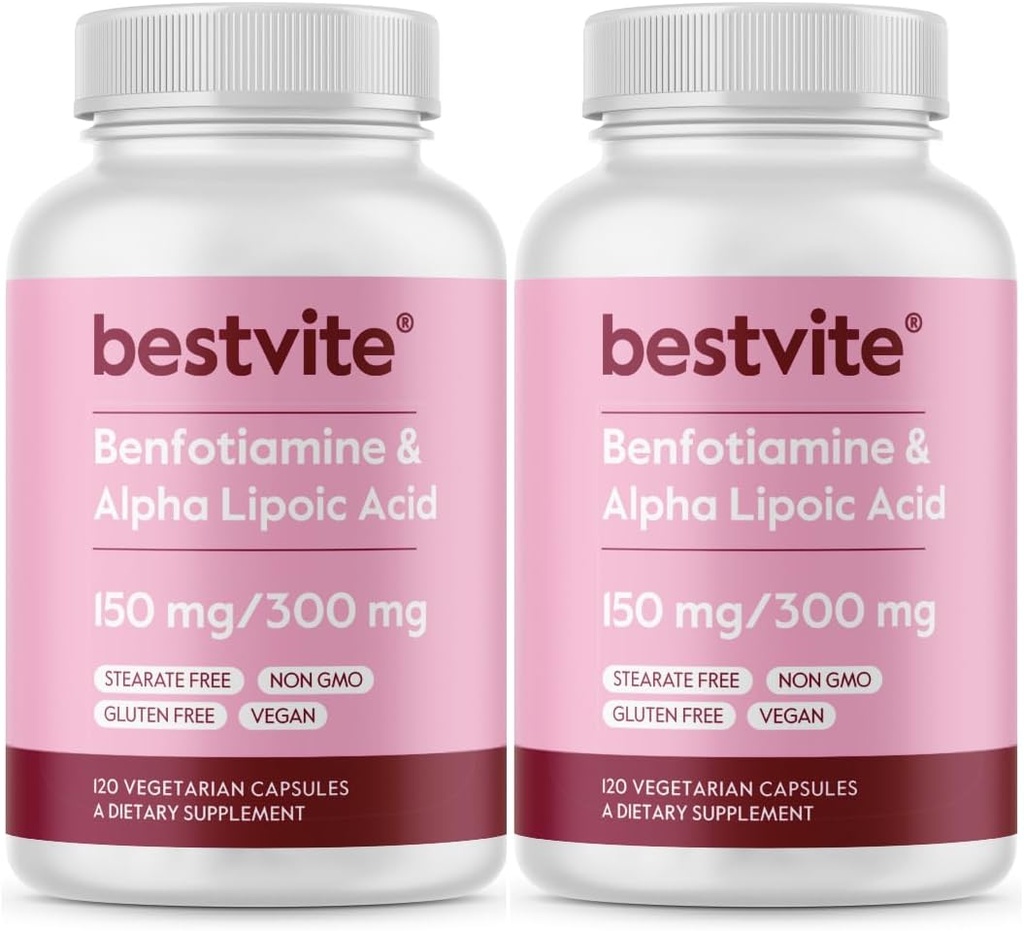 Benfotiamine 150mg / 알파 Lipoic Acid 300mg (240 채식 캡슐) (120x2) - Stearates 없음 - Vegan - 글루텐 무료 - 비 GMO