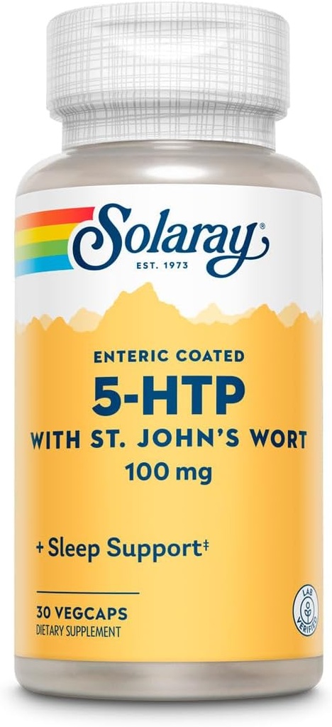 SOLARAY 5-HTP Plus St John 's Wort - 30 Enteric-Coated 캡슐 - 100 mg - 30 서빙