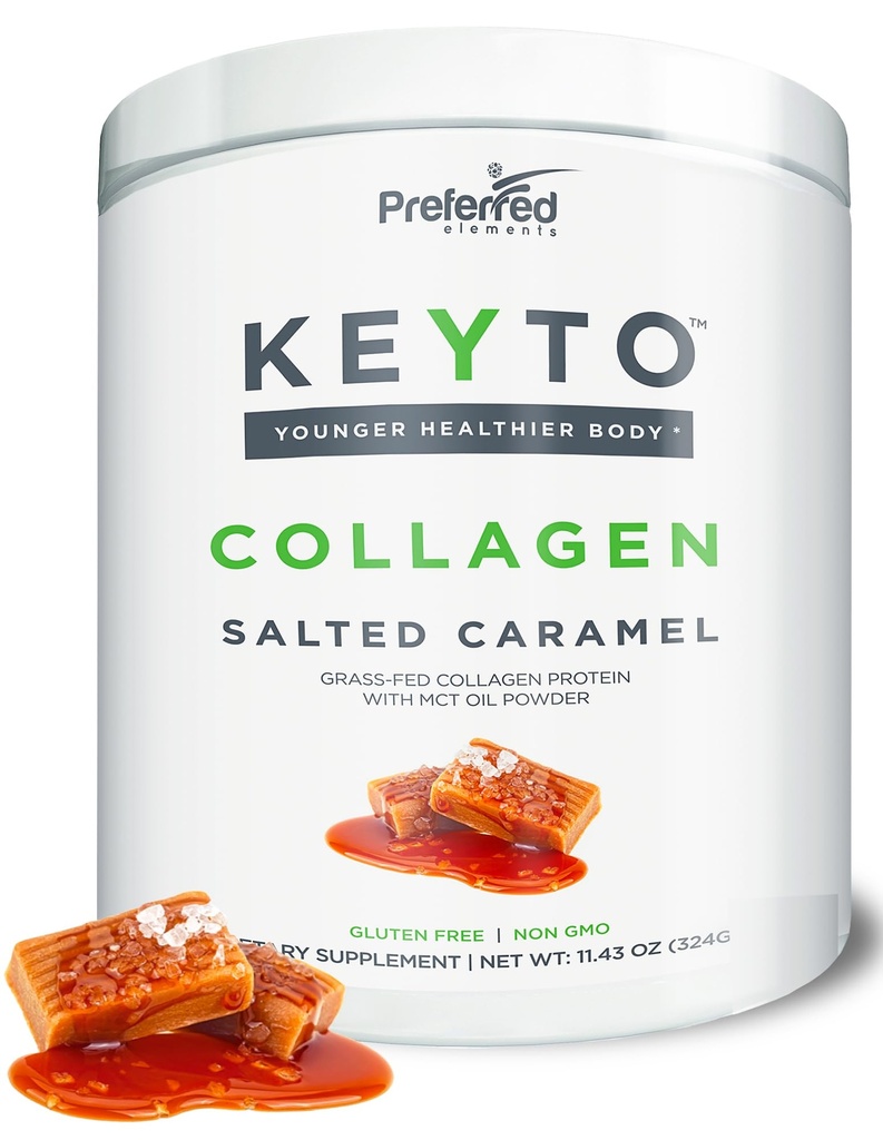 MCT 기름을 가진 Keto 교원질 단백질 분말 – Keto와 Paleo 친절한 순수한 잔디 Fed Pasture는 가수분해한 교원질 펩티드 KEYTO 소금물에 절인 Caramel 풍미를 올렸습니다