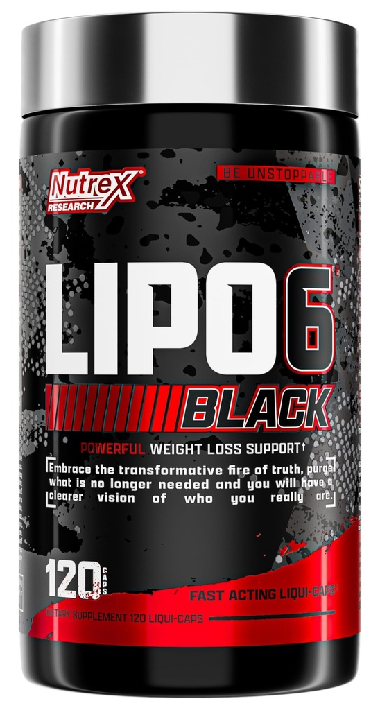 Nutrex Lipo-6 검정 최대 힘 뚱뚱한 가열기 - 빠른 행동 에너지, 체중 감소 다이어트 알약 - 식욕 억제제, Metabolism 승압기 - 120 캡슐