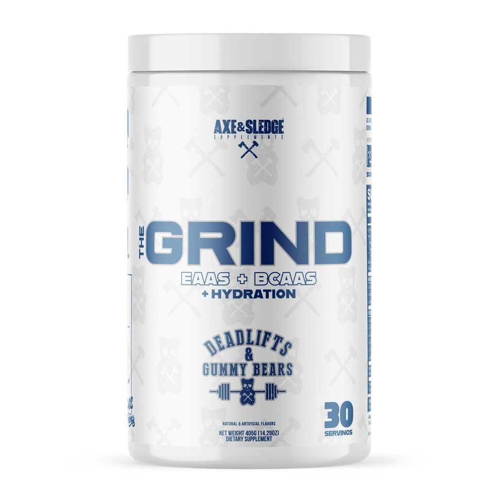 Axe & Sledge The Grind Essential Amino Acids |EAA & BCAA 파우더 |수성회복 및 전해질 수화 | 자극제 무료, 채식 | 30 서빙, Deadlift & Gummy Bears