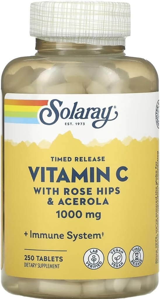SOLARAY는 로즈 엉덩이 & Acerola, 1,000 mg, 250 정제와 비타민 C를 출시