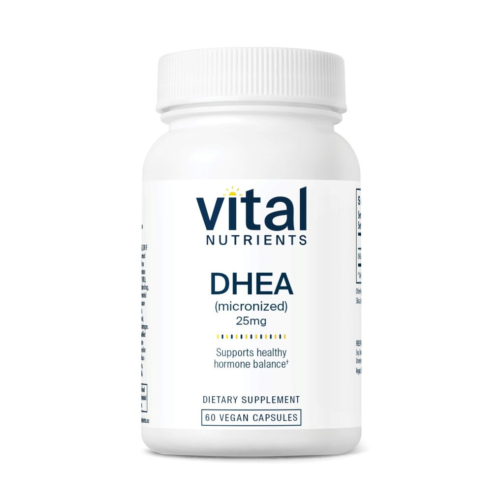 Vital Nutrients DHEA 25mg | 여성용 Vegan Micronized DHEA 보충 | 지원 호르몬 균형 | 설탕 및 무기물의 건강한 대사 | 글루텐, 낙농장, 콩 무료 | 60 캡슐