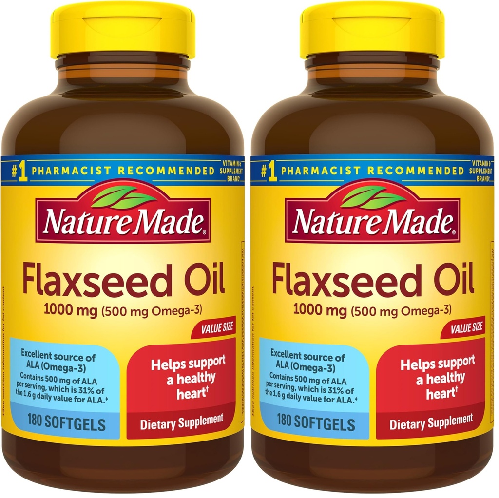 성격은 Flaxseed 기름 1000 mg의 심장 건강 지원을 위한 규정식 보충교재, 180 Softgels (2의 포장)를 만들었습니다