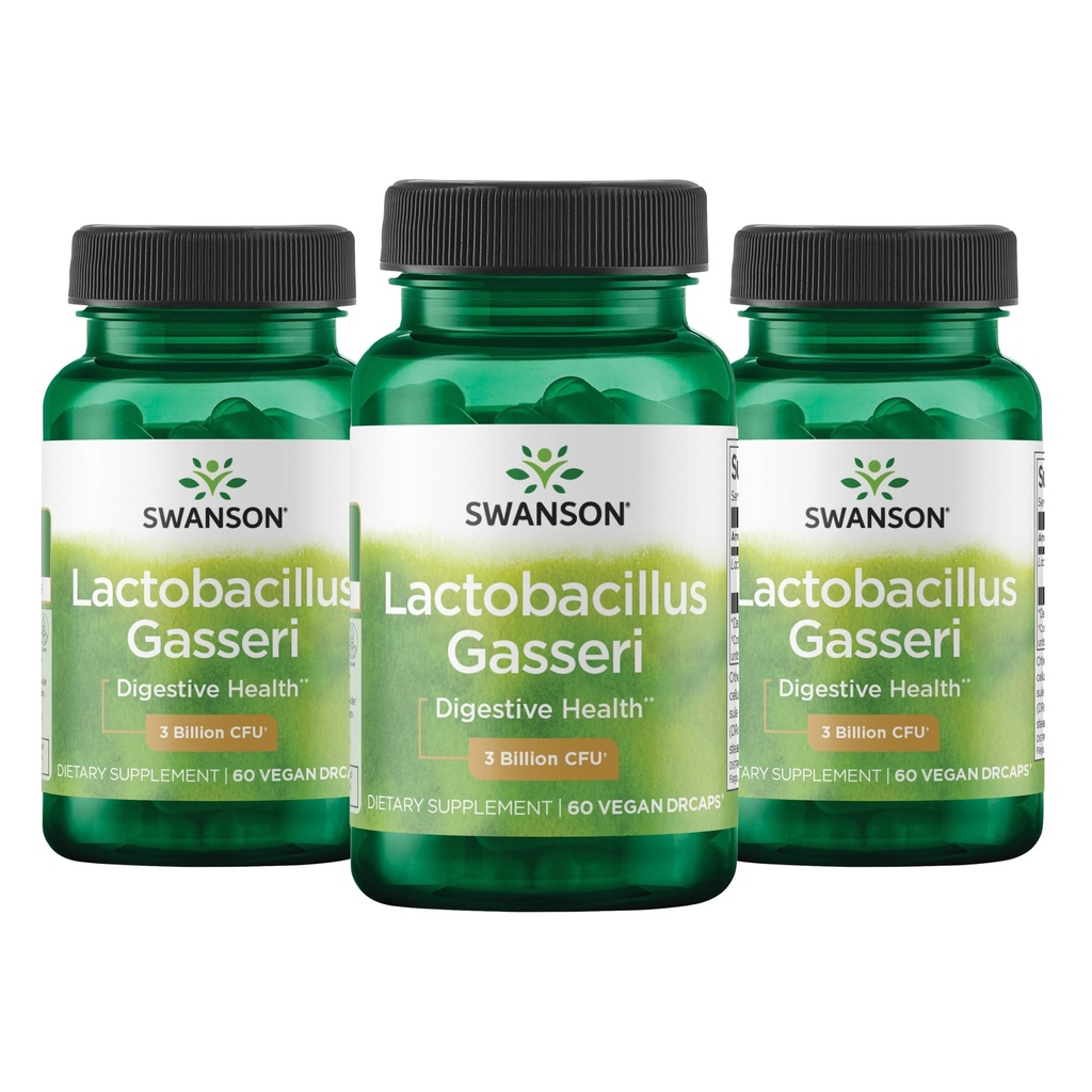 Swanson Lactobacillus Gasseri Probiotic for Adults Seeking Digestive and Metabolic Support with 3 억 CFU - 산성 민감성, 냉동 없음 (60 Vegan 캡슐, 3 팩)