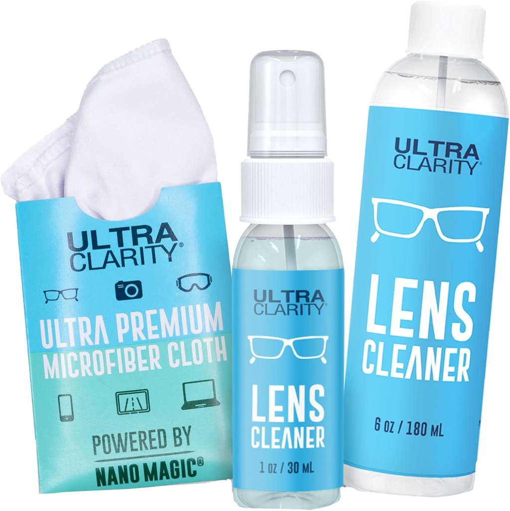 나노 마술 안경 렌즈 청소 스프레이 7oz Value Pack에 의해 구동 | 1oz Spray, 6oz Refill, Microfiber Cloth | 안경, 전화, 전자 화면, 광학 표면, 코팅 표면