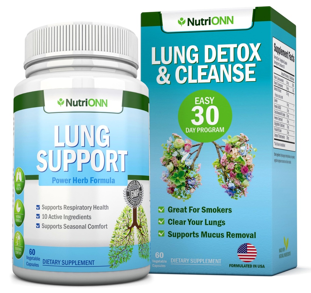 Lung Detox와 Cleanse - 흡연자를위한 중대한 - 여분의 힘 - 100 % 초본 Lung 건강 보조제 - Mucus 제거 지원 - 호흡 건강 증진 - 자연적인 방법 당신의 덩어리를 지키는