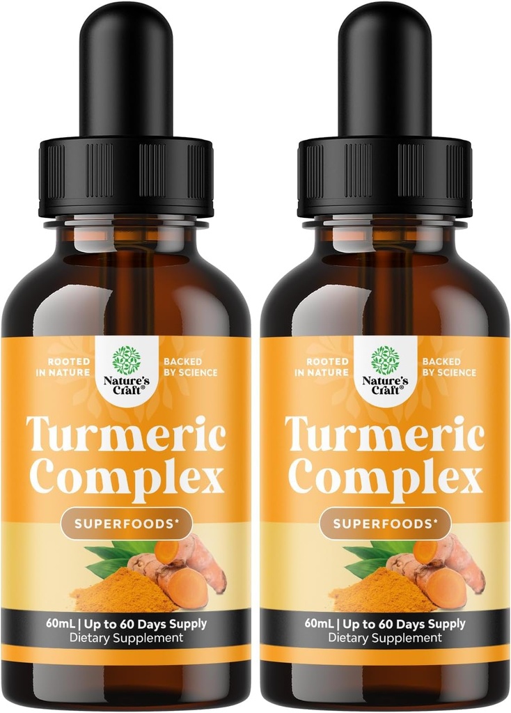 성인을 위한 유기 심황 액체 하락 - 까만 고추 Cinnamon를 가진 액체 심황 Curcumin 및 합동 소화 Immunity & 더 유기 보충교재 농축물 (2oz) (2)