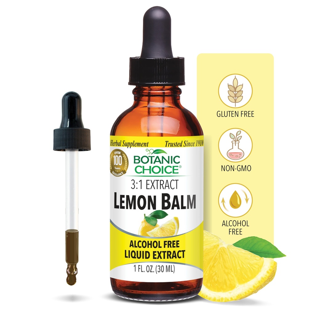 Botanic Choice Lemon Balm Liquid Extract, 알코올 무료, Tranquility-Fast Acting 1 유체 Oz를위한 글루텐 무료 전통 지원