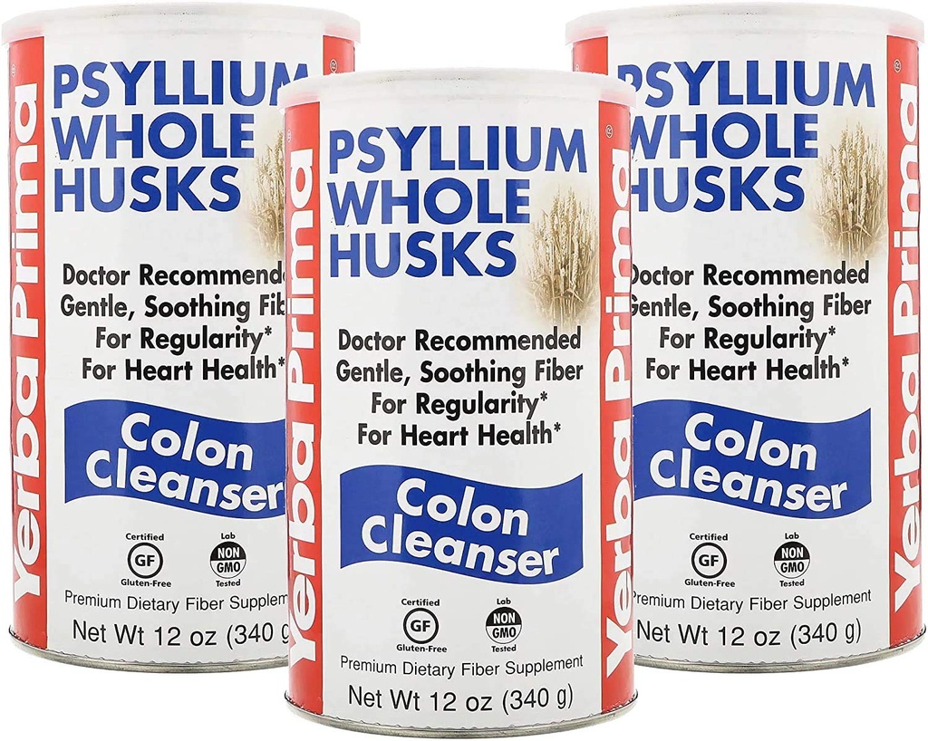 Yerba Prima Psyllium Husk, 12 Ounce (Pack of 3) - 정규성, 콜론 클렌징, Gut 건강, 비 GMO, 글루텐 무료, Vegan, 감미료에 대한 전체 Husk 섬유 보충