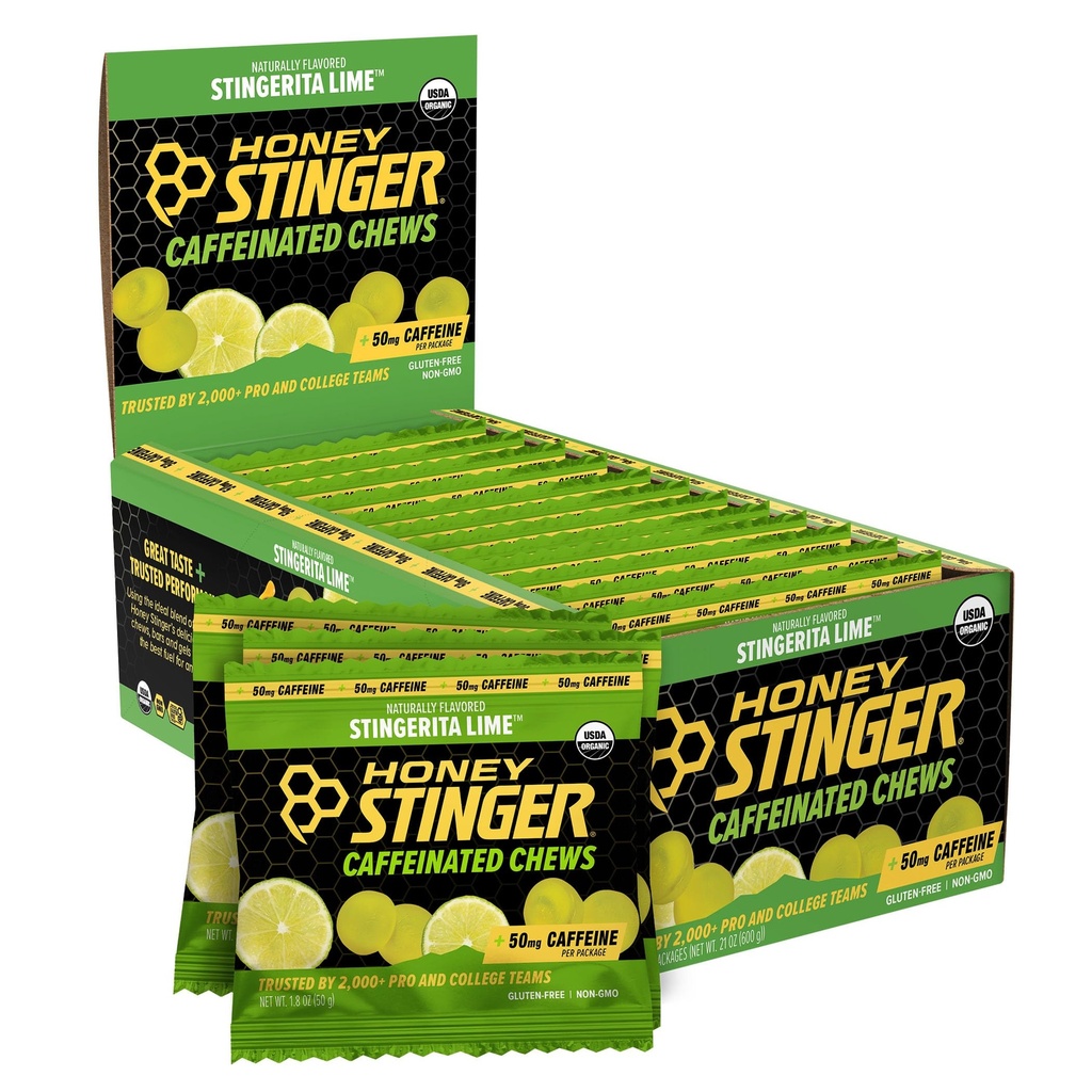 꿀 Stinger Stingerita Lime Caffeinated Energy Chew, Gluten Free, Caffeine, 운동, 실행 및 성능, 홈 & 체육관에 대한 스포츠 영양, 사전 및 중간 운동, 12 팩
