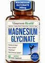 순수한 마그네슘 글리세라이드 200mg (Glicinato de Magnesio) - 수면, 휴식, 근육 및 여성의 웰빙을위한 킬레이트 마그네슘 보충 - 시트레이트 또는 산화물보다 더 나은 흡수 - 60 Vegan 캡슐