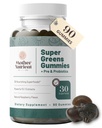 Super Greens Gummies for Women, Adults - Prebiotics & Probiotics, 8뿐만 아니라 30 강력한 녹색 Superfoods - Multivitamin Veggie Chewables (90 Gummies)