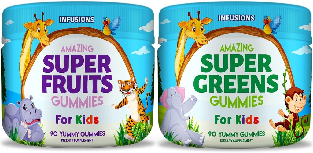 주입 아이를 위한 최고 과일 및 최고 녹색 Gummies 180 조사 Superfood 혼합 연약한과 Delicious 글루텐 자유로운 비 GMO