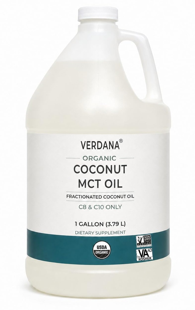 Verdana USDA 인증 유기농 코코넛 MCT 오일 –Fractionated 코코넛 오일 – No Palm Kernel Used – Kosher, Food Grade, Non-GMO – Great for Keto and Paleo Diets – 1Gallon