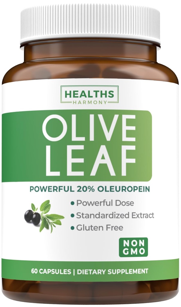 Super Strength Olive Leaf Extract Capsules - Vegan Non-GMO 750mg Olive Extract with 20% Immunity 피부 및 심장 건강 지원을위한 Olineurope 산화 보충 - 미국 (2 개월 공급)