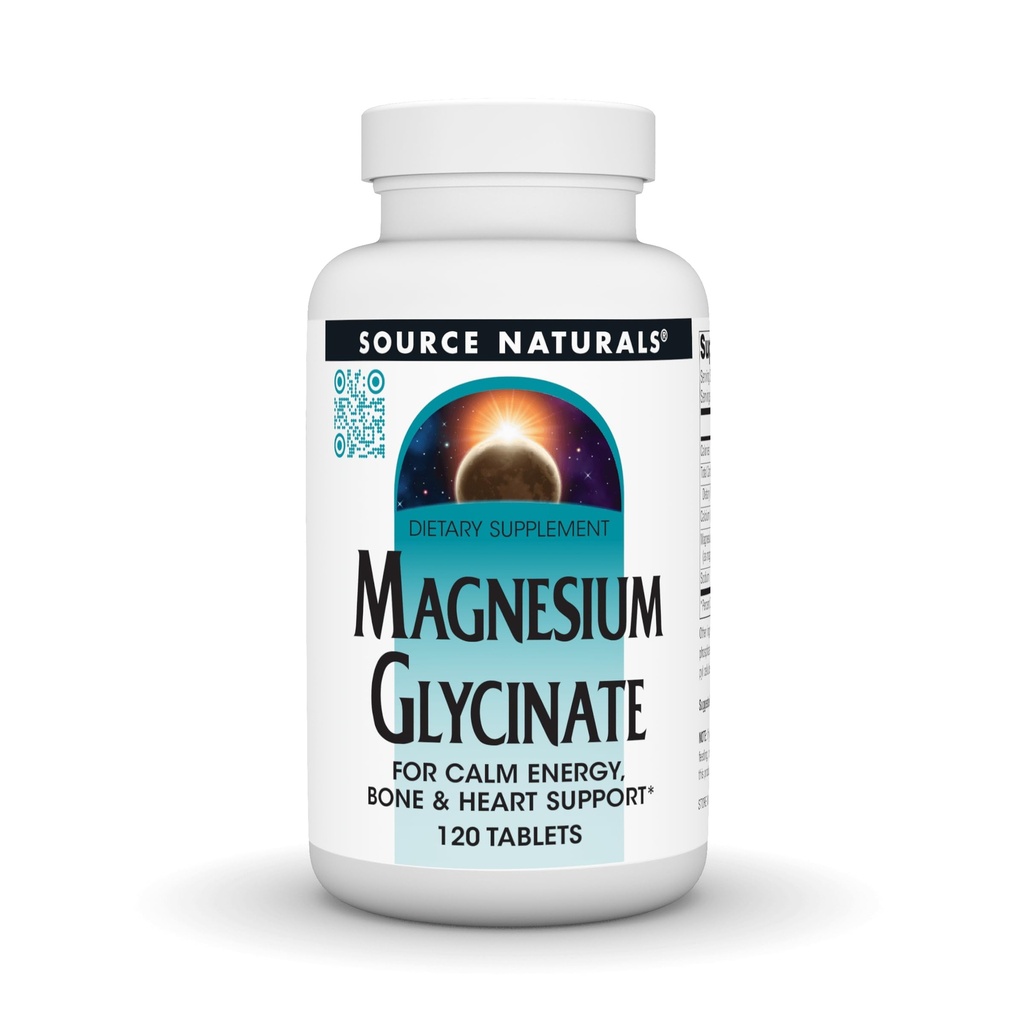 Source Naturals Magnesium Glycinate, 높은 흡수를위한 킬레이트 | Calm Energy, Bone & Heart Support*, 서빙 당 200 mg - 120 정제